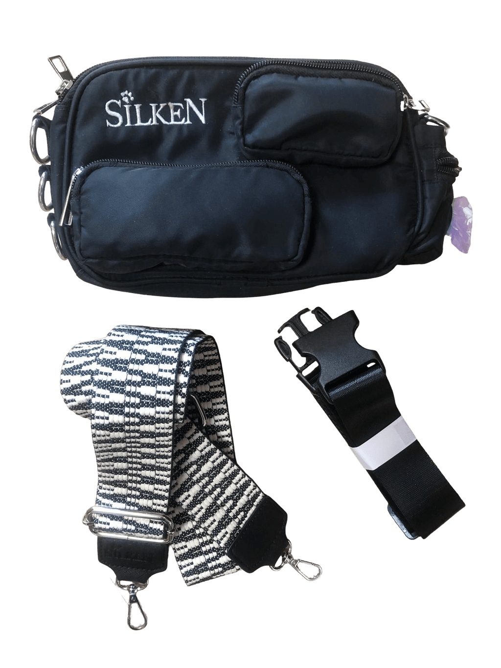 SilkeN dog Gassitaschen-Bundle bestehend aus der Designer-Hundetasche und einem zusätzlichen, wechselbaren Trageriemen für verschiedene Styles.