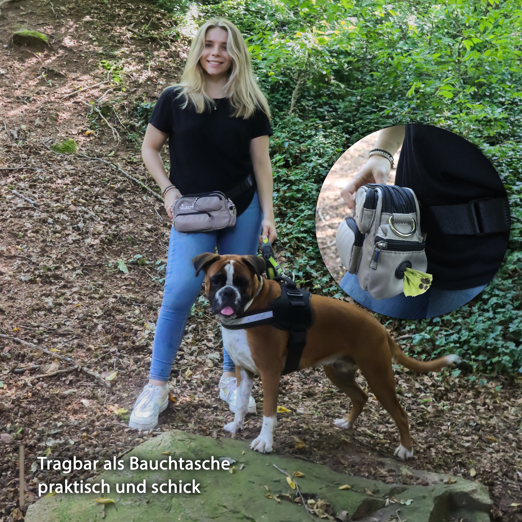Dog walking bag SilkeN dog taupe
